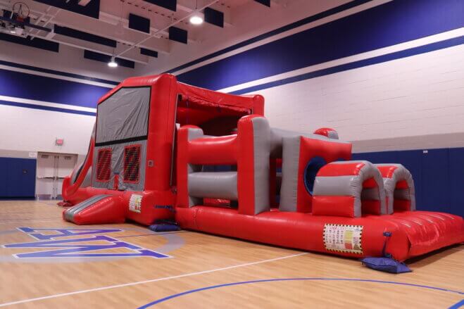red and gray obstacle course